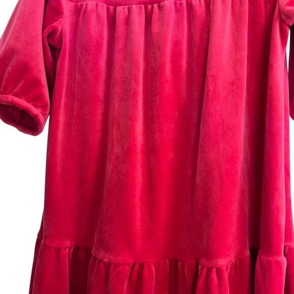 Hanna Andersson Short Sleeve Red Recycled Velour Velvet Twirl Dress Size 12 - Picture 4 of 7